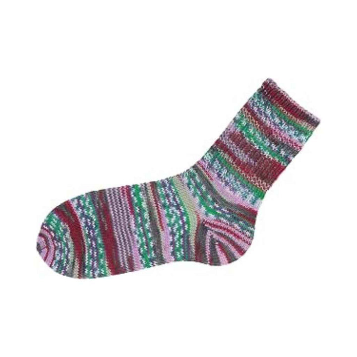 Gründl Hot Socks Lazise Sockenwolle, Farbe 02 tannengrün burgund apfelgrün flieder meliert – Schurwolle bei Lieblingsgarn