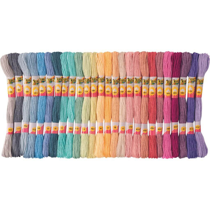 Lieblingsgarn Folia Stickgarn Set Pastell, 52 Docken Lieblingsgarn