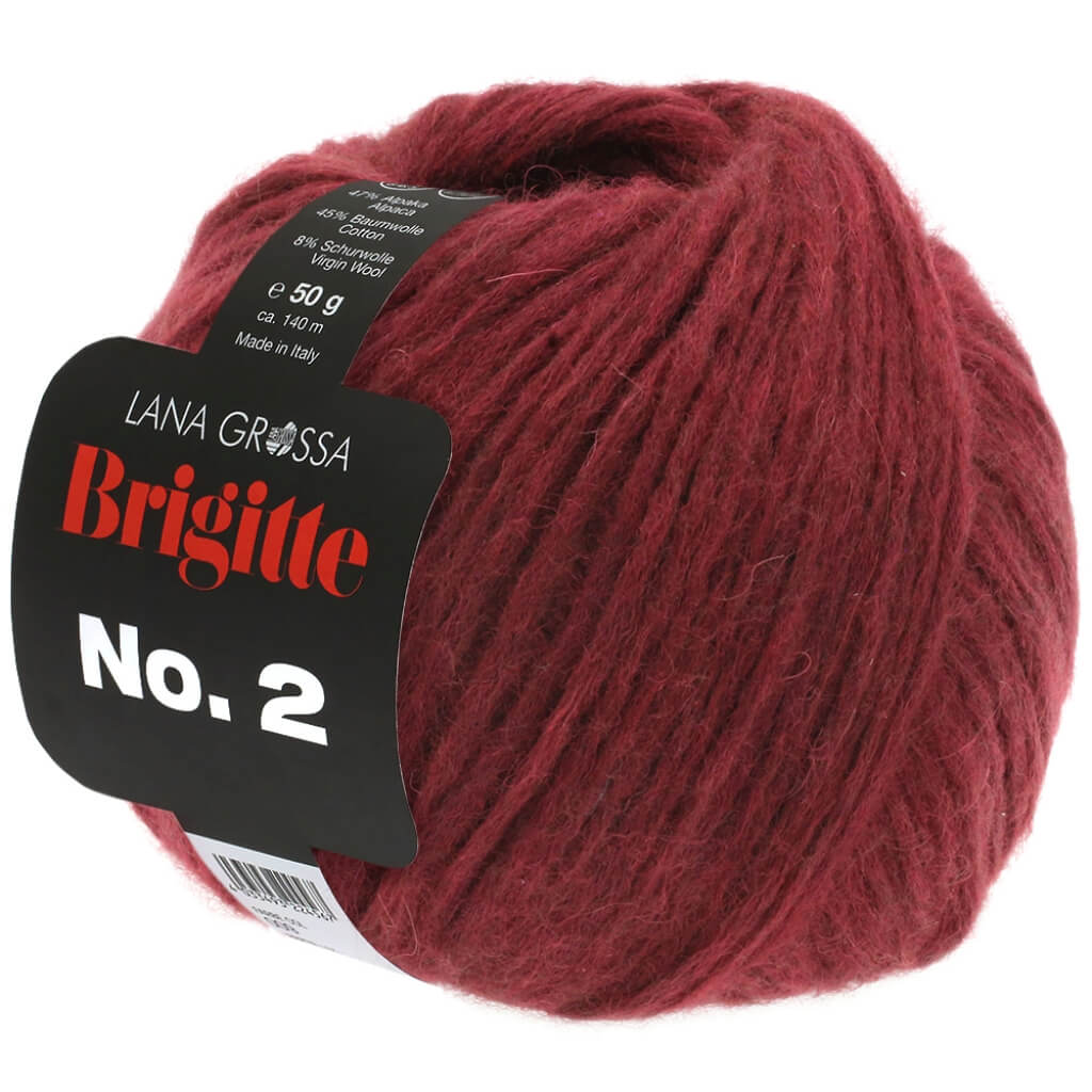Lana Grossa Brigitte No. 2 50 g, Farbe 33 Bordeaux – Alpaka, Baumwolle und Schurwolle bei Lieblingsgarn