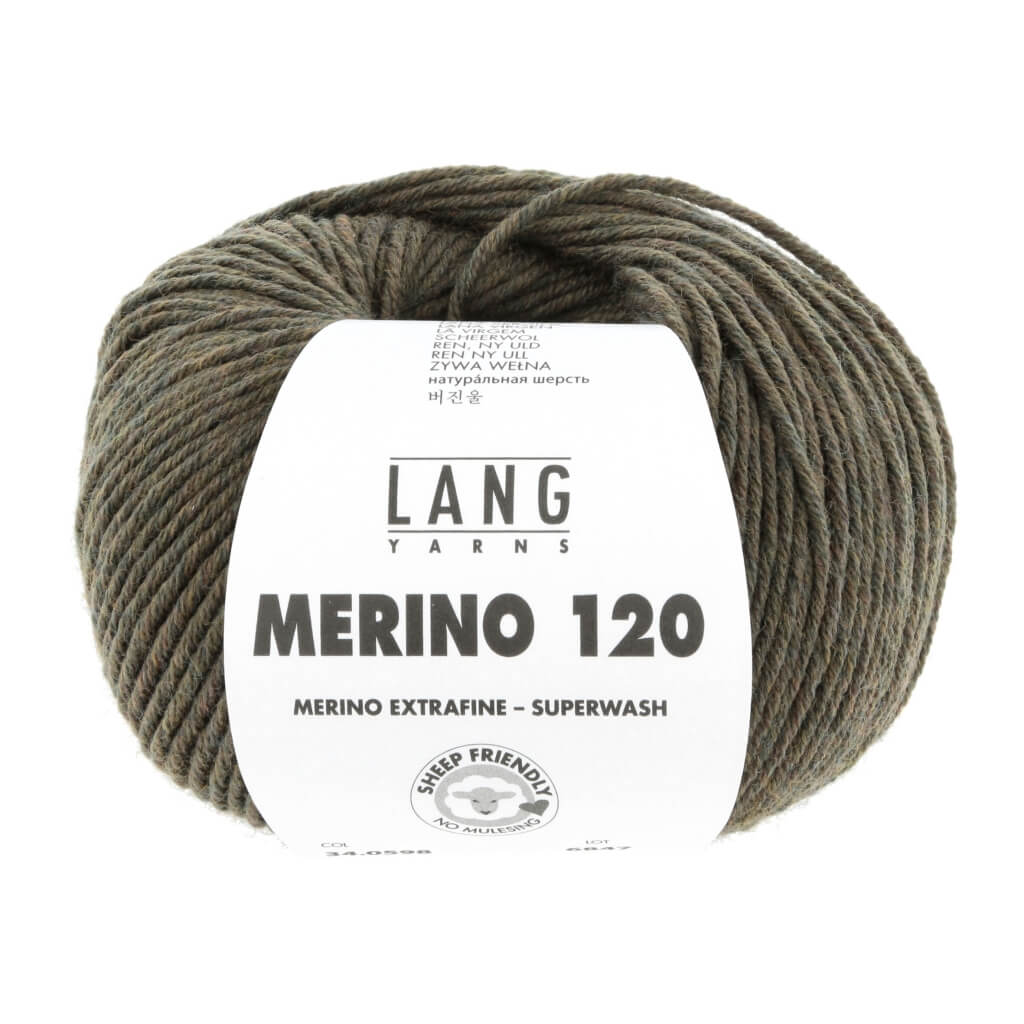 Lang Yarns 598 - Olive Mélange Lang Yarns Merino 120 Lieblingsgarn
