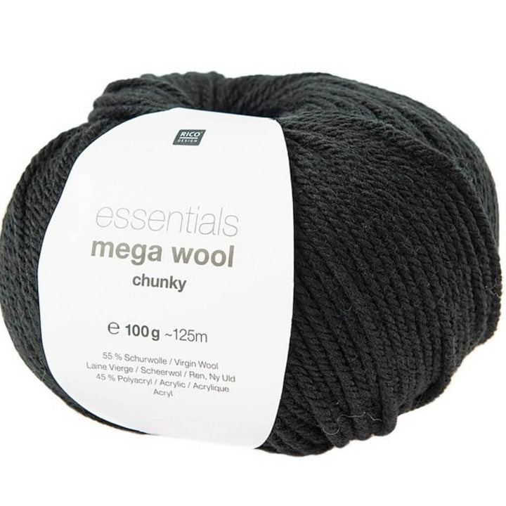 Rico Design 016 - Schwarz Rico Design Essentials Mega Wool Chunky 100g Lieblingsgarn