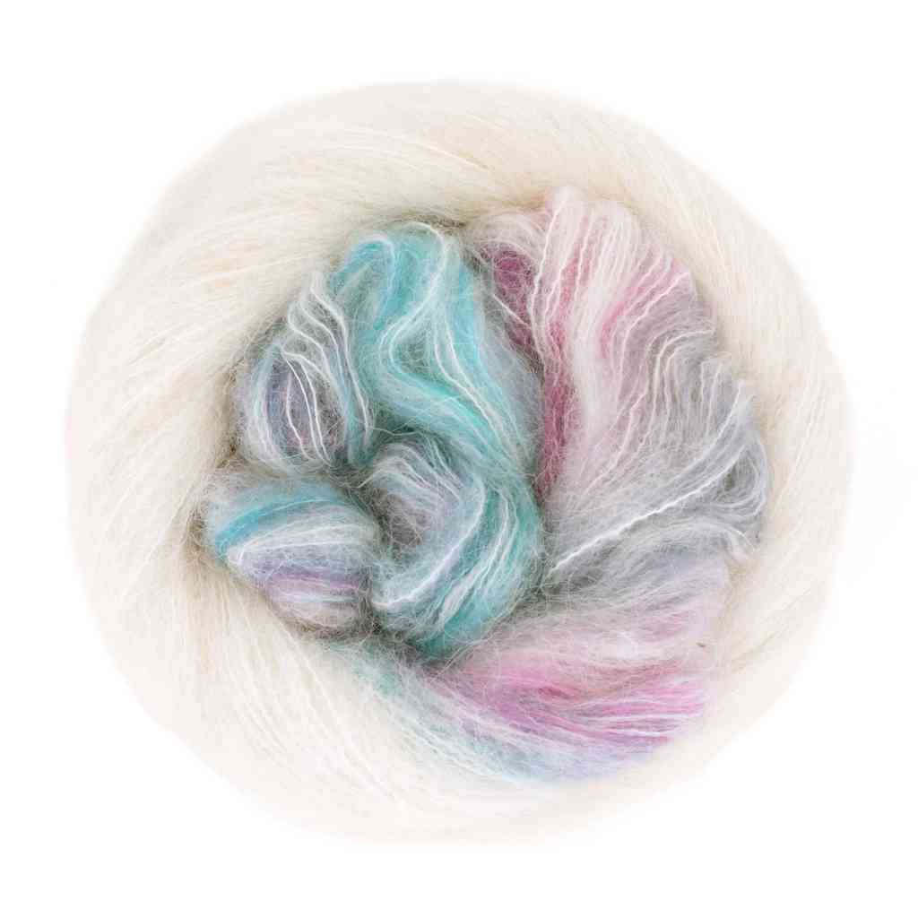Gründl Wonder Sweater, Farbe 01  creme himbeer seegrün – Alpaka und Synthetik bei Lieblingsgarn