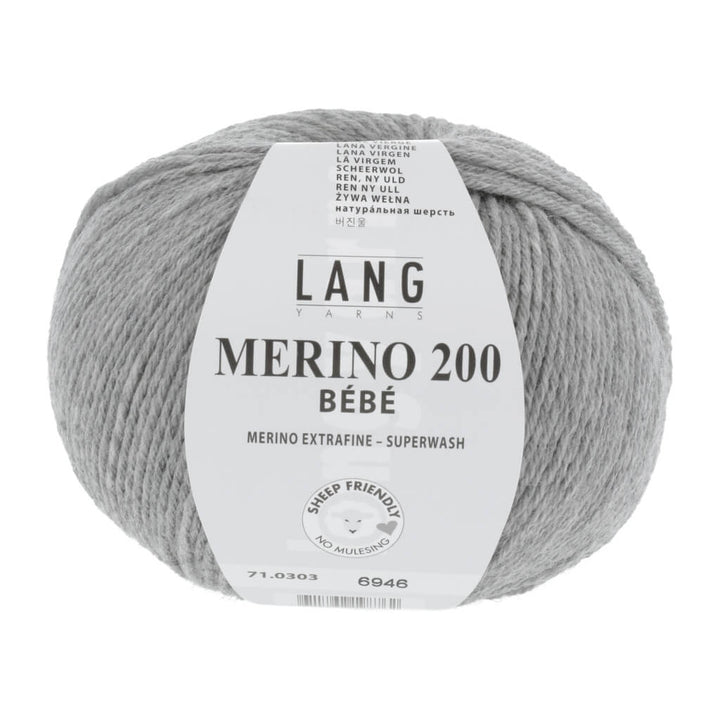 Lang Yarns 71.0303 - Hellgrau Mélange Lang Yarns Merino 200 Bebe - 50g Lieblingsgarn