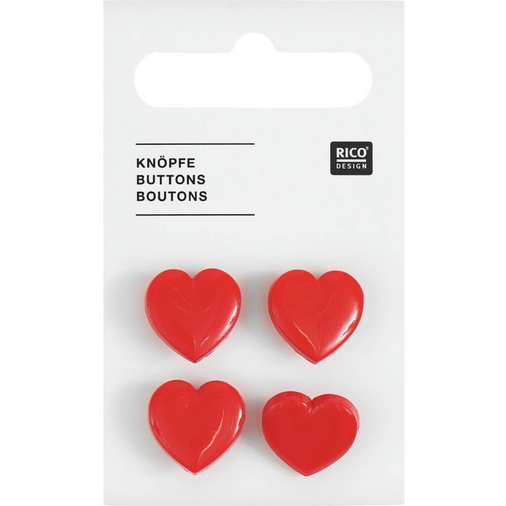 Rico Design Rico Design Knöpfe Herz 4 Stk. 1,5cm Lieblingsgarn