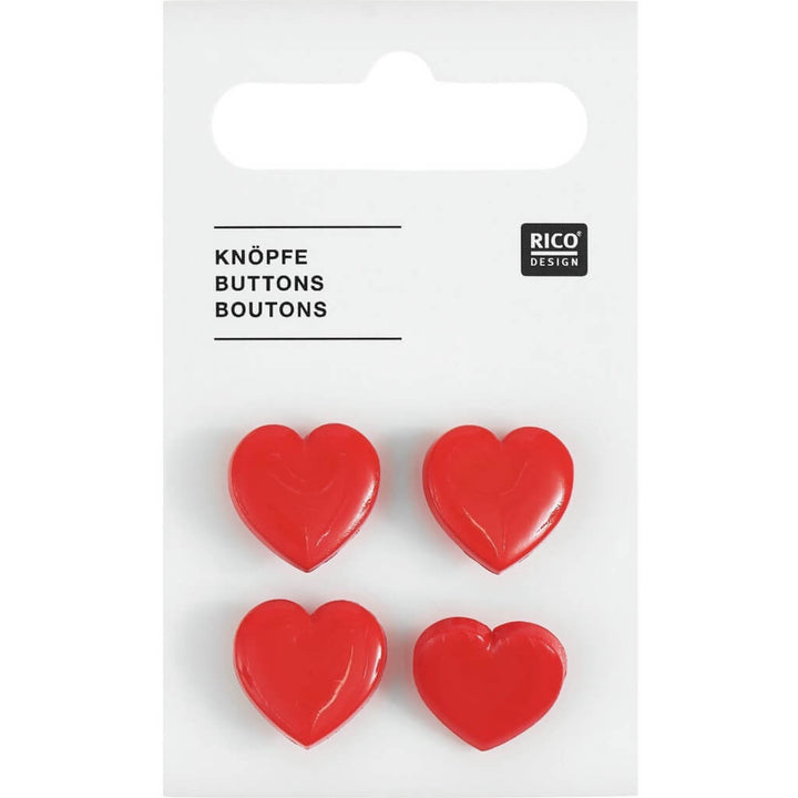 Rico Design Rico Design Knöpfe Herz 4 Stk. 1,5cm Lieblingsgarn