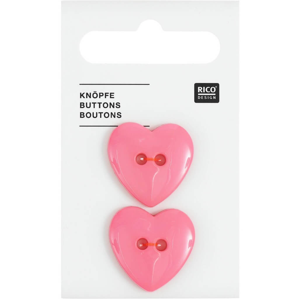 Rico Design Rico Design Herz-Knöpfe 2 Stk. 2,2 cm Lieblingsgarn