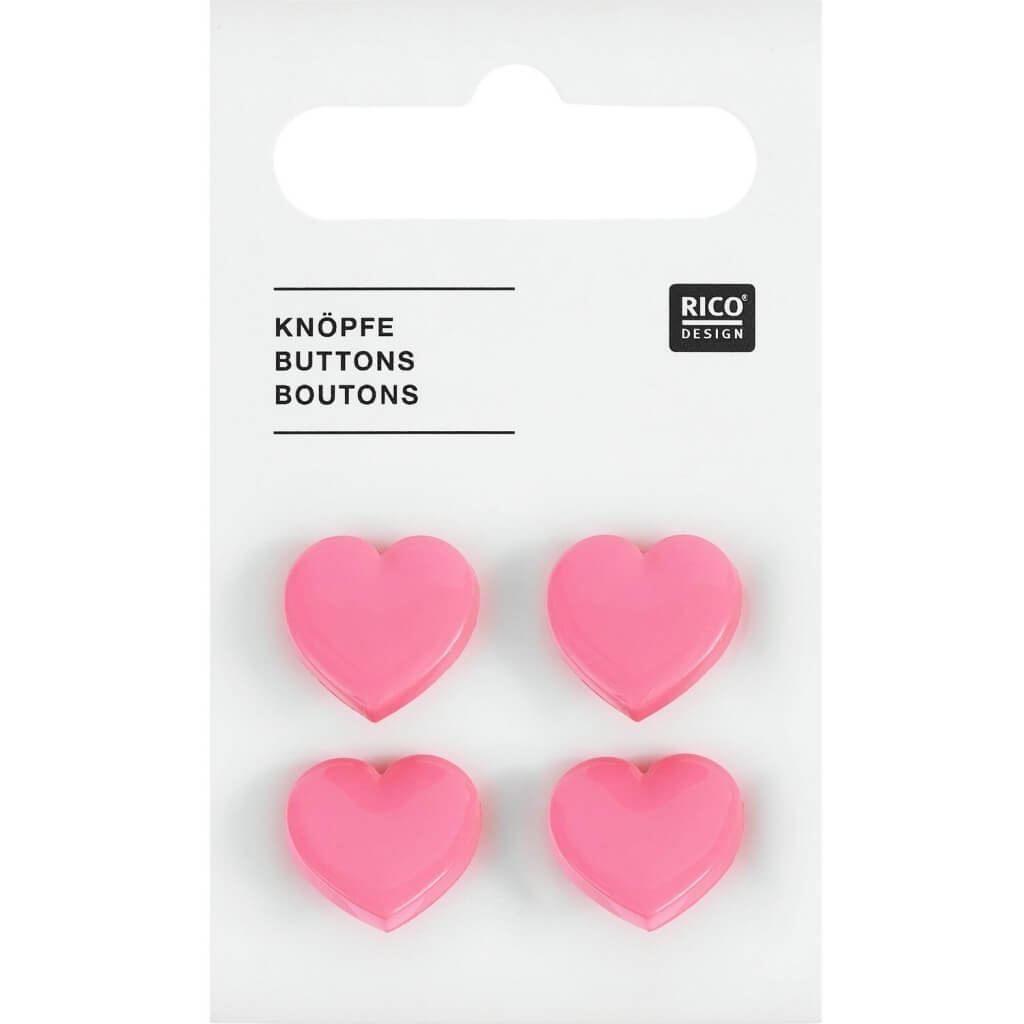 Rico Design Rico Design Knöpfe Herz 4 Stk. 1,5cm Lieblingsgarn