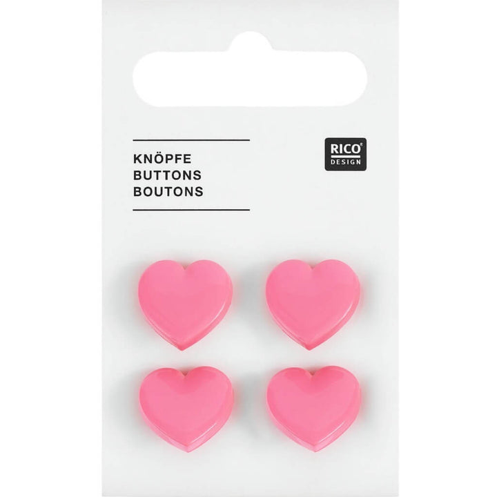 Rico Design Rico Design Knöpfe Herz 4 Stk. 1,5cm Lieblingsgarn