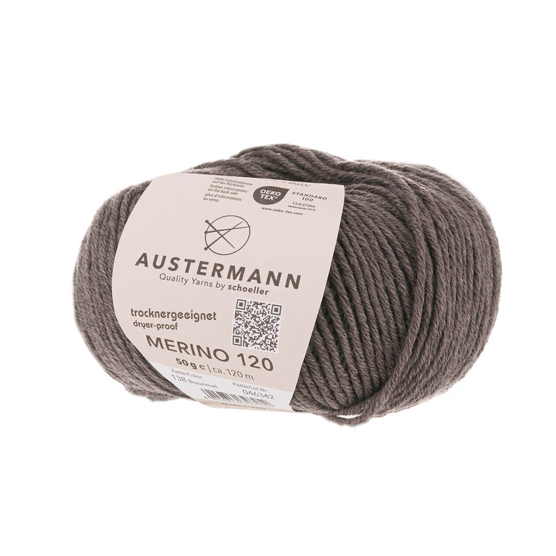 Austermann Merino 120, Farbe 138 Braun Meliert – Merino und Schurwolle bei Lieblingsgarn