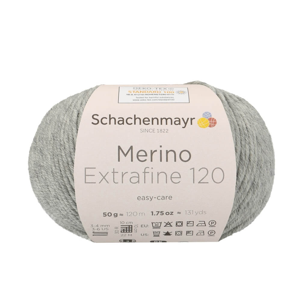 Schachenmayr 190 - Hellgrau Meliert Schachenmayr Merino Extrafine 120 - Merinogarn Lieblingsgarn