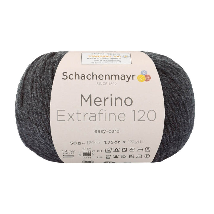 Schachenmayr 198 - Anthrazit Meliert Schachenmayr Merino Extrafine 120 - Merinogarn Lieblingsgarn