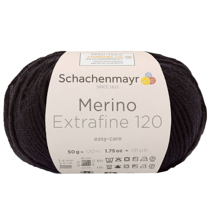 Schachenmayr 199 - Schwarz Schachenmayr Merino Extrafine 120 - Merinogarn Lieblingsgarn
