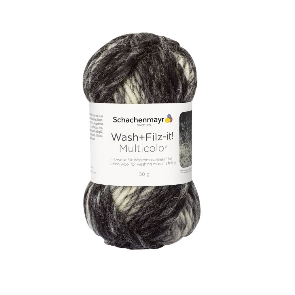 Schachenmayr 209 - Black-Grey Schachenmayr Wash+Filz-it! Multicolor Filzwolle 50g Lieblingsgarn
