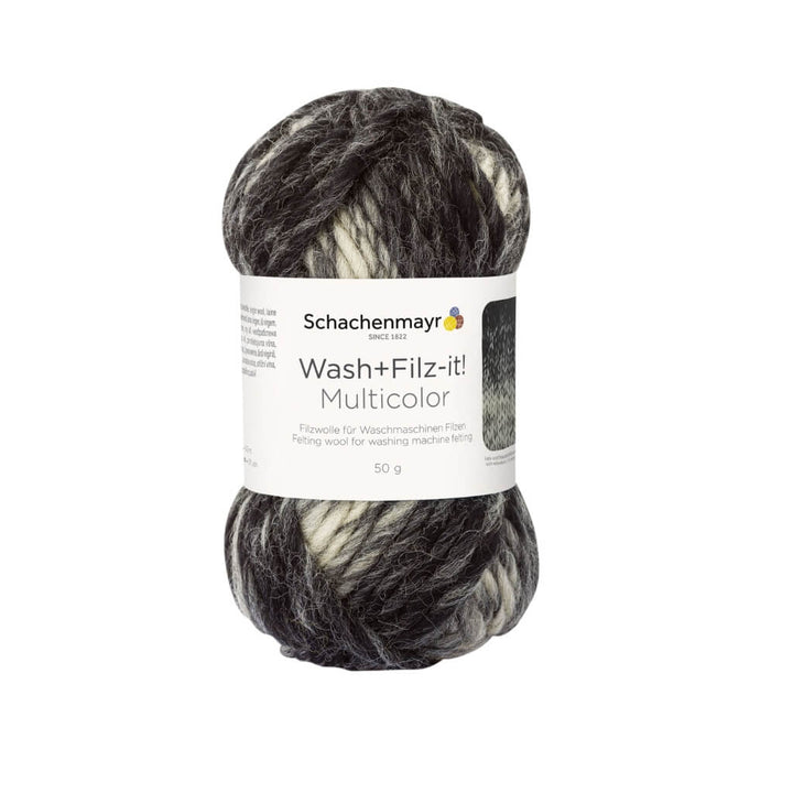 Schachenmayr 209 - Black-Grey Schachenmayr Wash+Filz-it! Multicolor Filzwolle 50g Lieblingsgarn