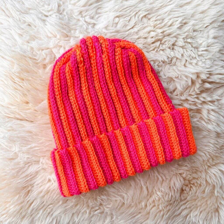 AO Design Pattern Mütze gestreifte Beanie Häkelanleitung - AO Design (PDF) Lieblingsgarn