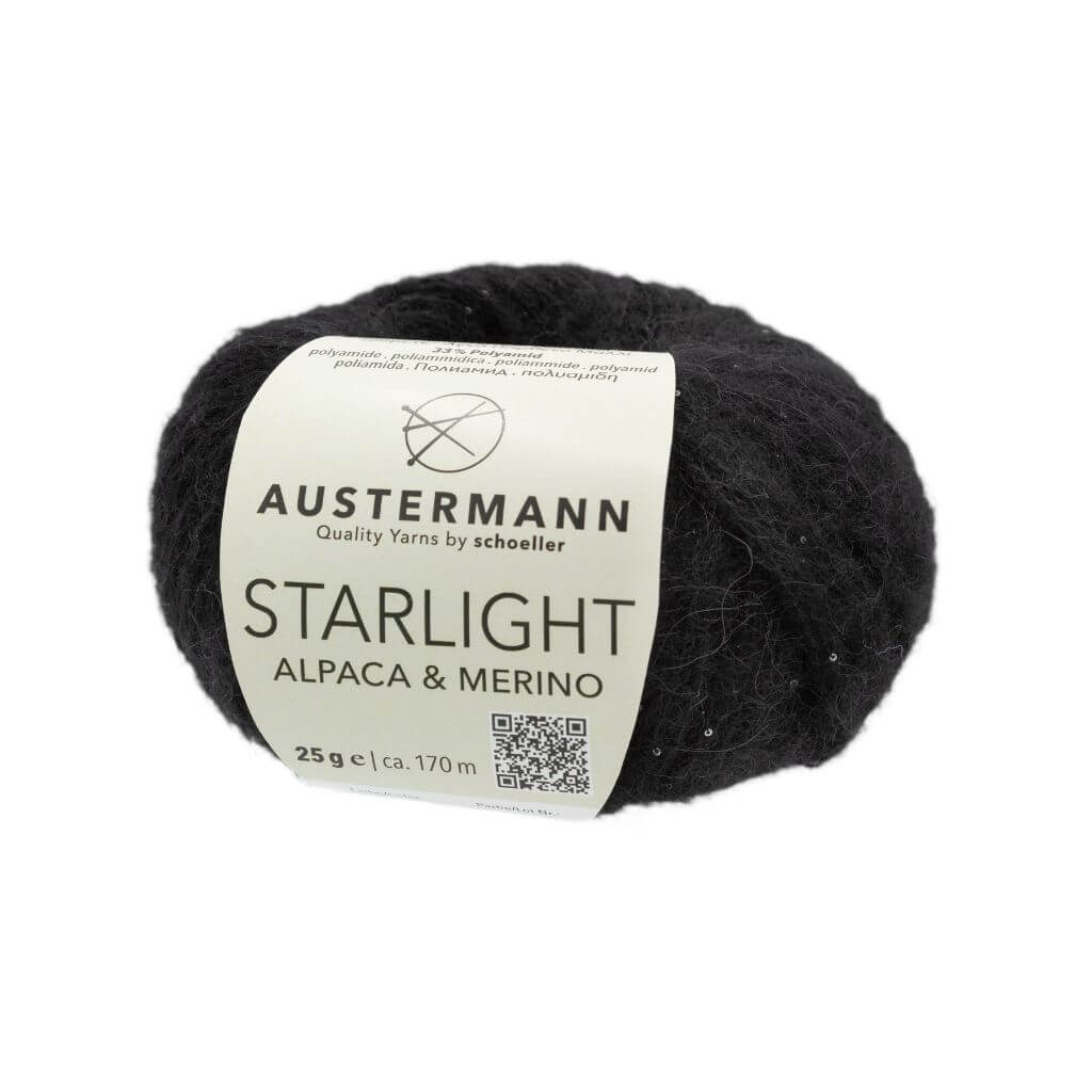 Austermann Starlight, Farbe 8 Schwarz – Alpaka, Merino und Synthetik bei Lieblingsgarn