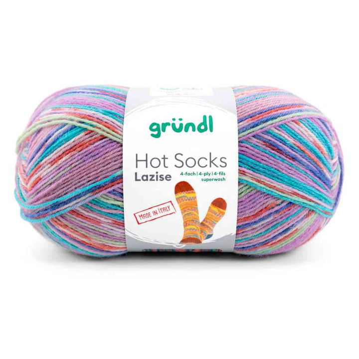 Gründl 05 -hellrosé-seegrün-lind-koralle-weiß-meliert Gründl Hot Socks Lazise Sockenwolle Lieblingsgarn