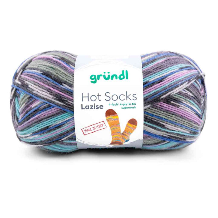Gründl 06 -schiefergrau-hellrosé-pastelltürkis-minttürkis-mel Gründl Hot Socks Lazise Sockenwolle Lieblingsgarn
