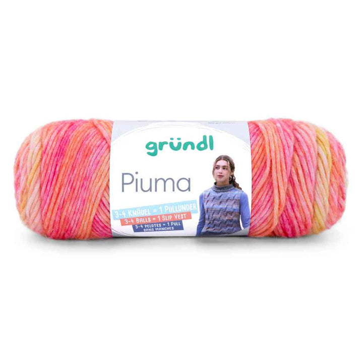 Gründl 02 -rosa-sonnengelb-magenta Gründl Piuma Wolle Lieblingsgarn
