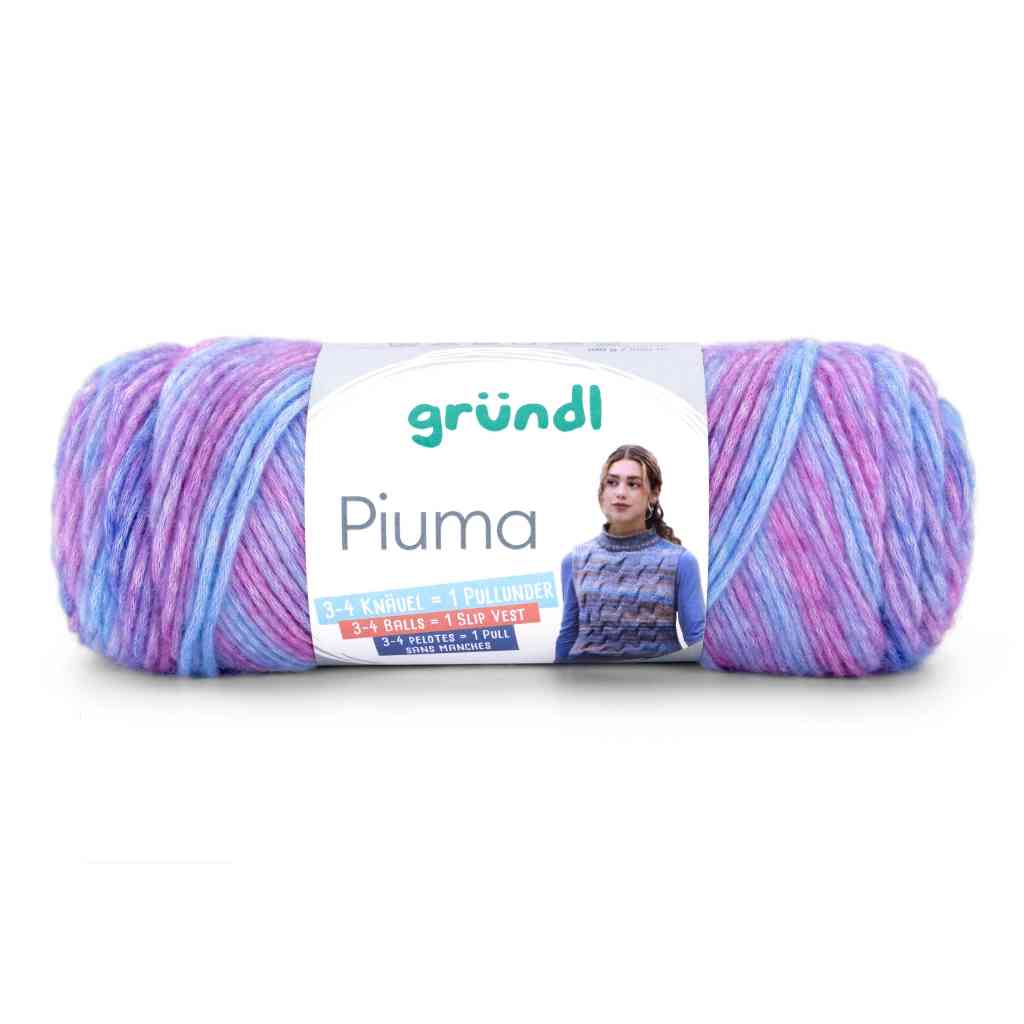 Gründl 07 -flieder-tintenblau-fuchsia-himmelblau Gründl Piuma Wolle Lieblingsgarn