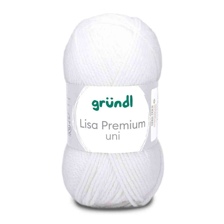 Gründl Lisa Premium Uni, Farbe 01  weiß – Synthetik bei Lieblingsgarn