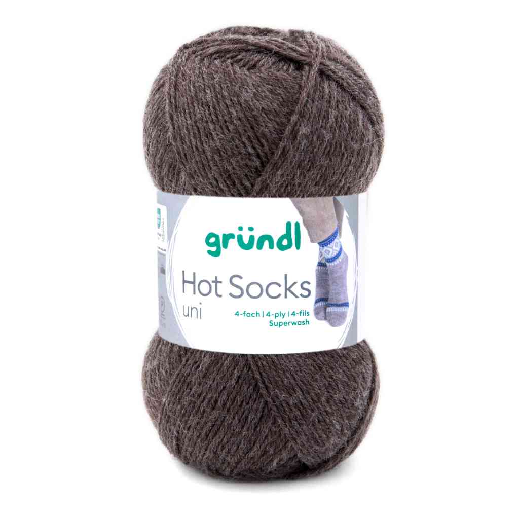 Gründl Hot Socks uni 50 Sockenwolle, Farbe 10  schokobraun meliert – Schurwolle und Synthetik bei Lieblingsgarn