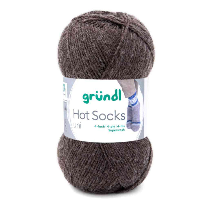 Gründl Hot Socks uni 50 Sockenwolle, Farbe 10  schokobraun meliert – Schurwolle und Synthetik bei Lieblingsgarn