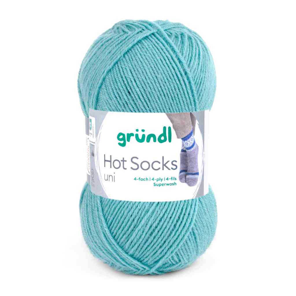 Gründl Hot Socks uni 50 Sockenwolle, Farbe 53  mint – Schurwolle und Synthetik bei Lieblingsgarn