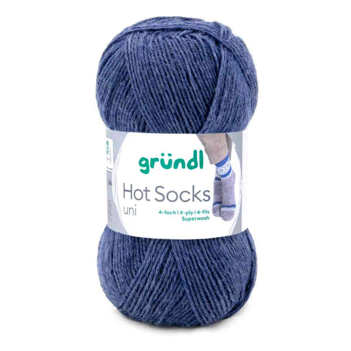 Gründl Hot Socks uni 50 Sockenwolle, Farbe 59  jeans meliert – Schurwolle und Synthetik bei Lieblingsgarn