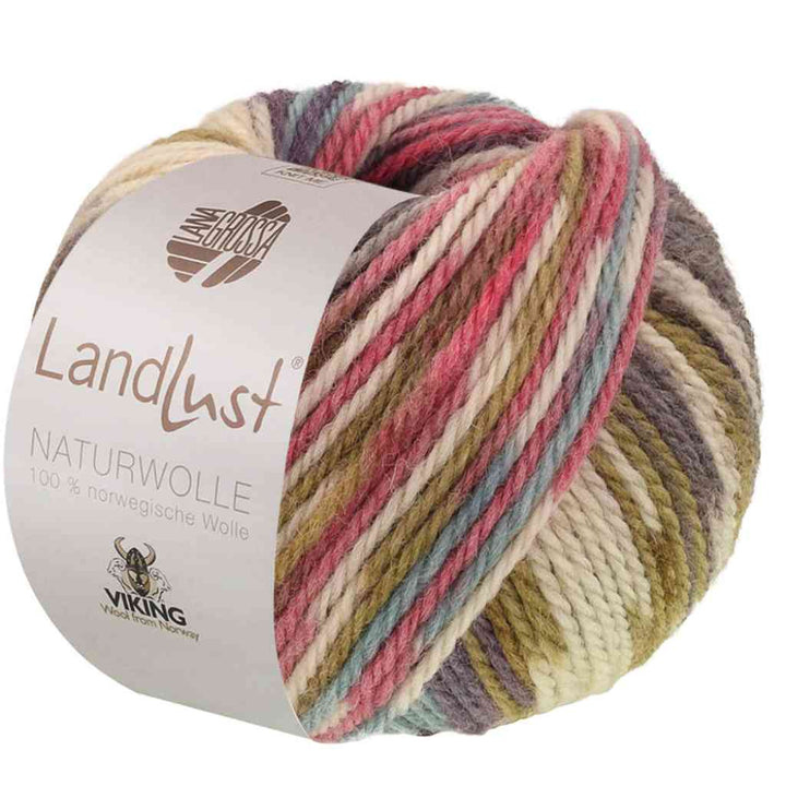Lana Grossa 103 - Violett-Grün gemustert Lana Grossa Landlust Naturwolle Lieblingsgarn