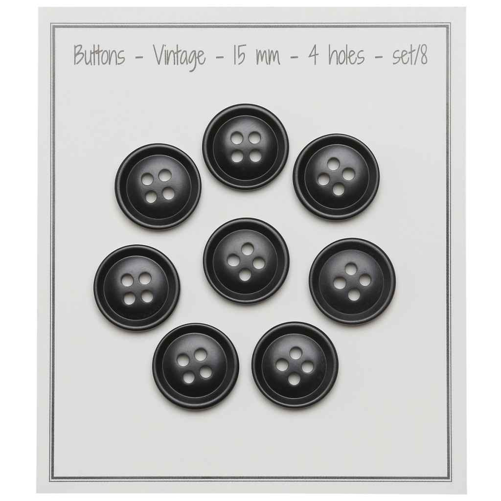 Go Handmade 15 mm / Black Go Handmade Knöpfe Vintage Resin Lieblingsgarn