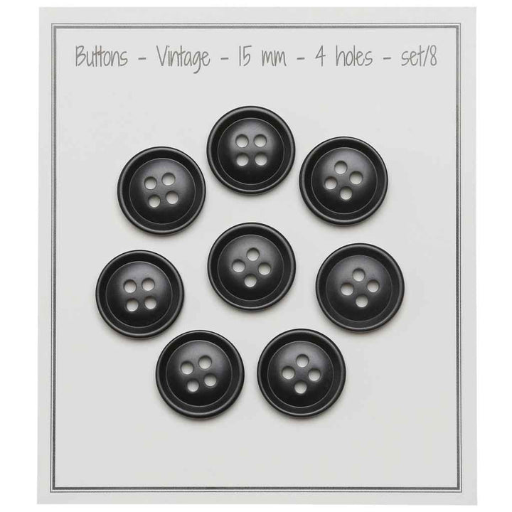 Go Handmade 15 mm / Black Go Handmade Knöpfe Vintage Resin Lieblingsgarn