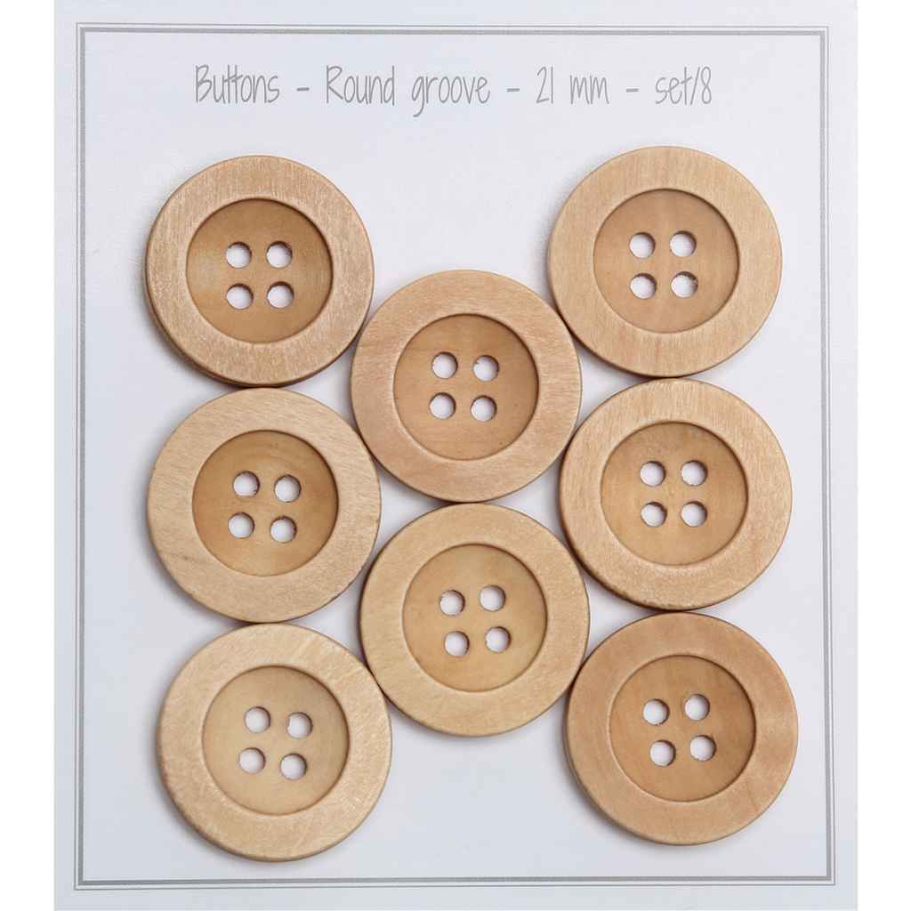 Go handmade Wooden buttons - Round groove - D21 mm - set/8