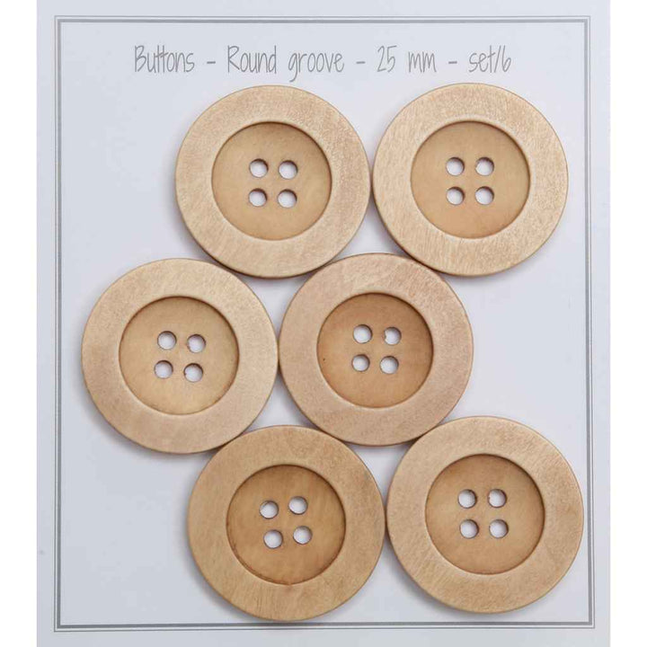 Go handmade Wooden buttons - Round groove - D21 mm - set/8