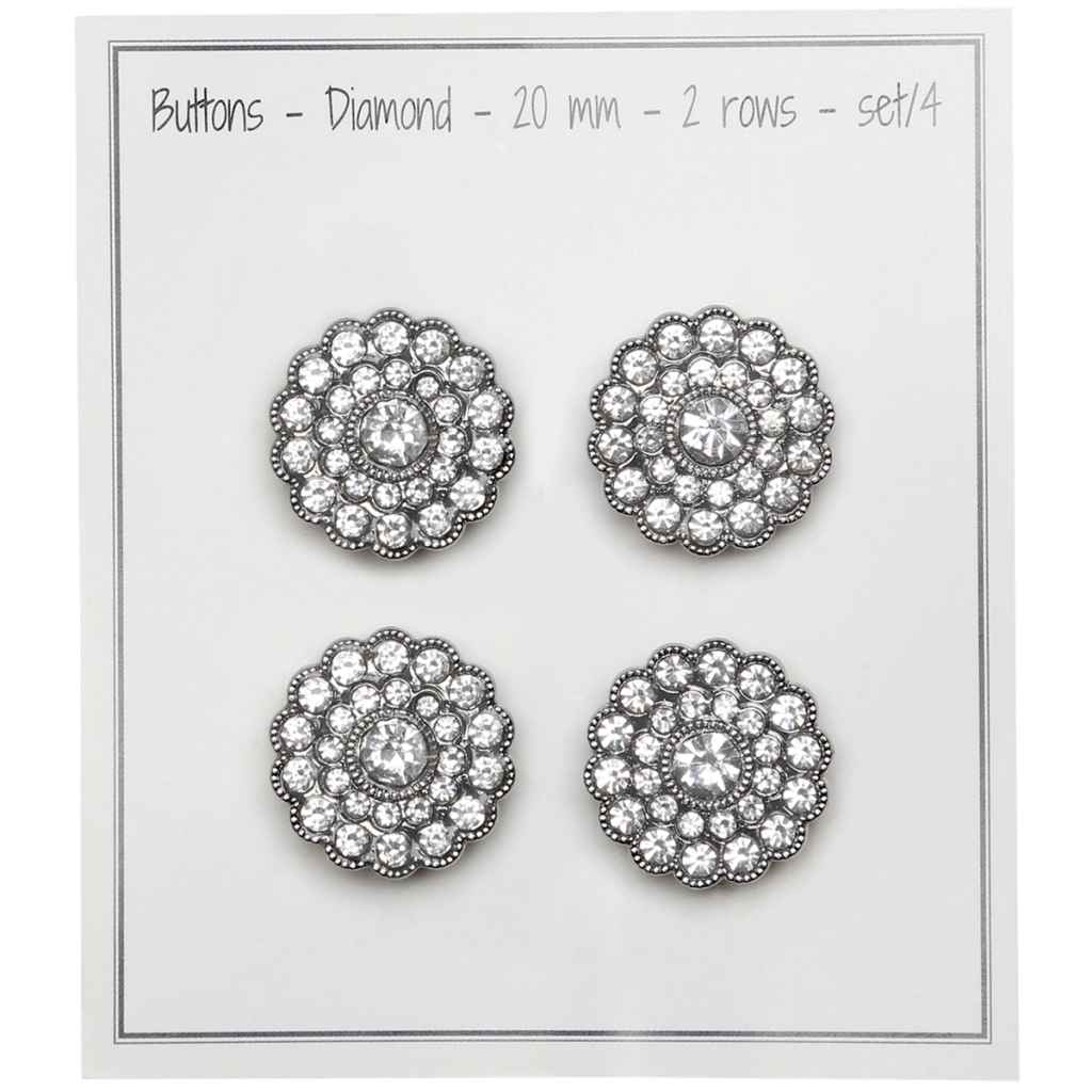 Go Handmade Diamanten Knöpfe, Farbe silver 2 rows – Synthetik bei Lieblingsgarn