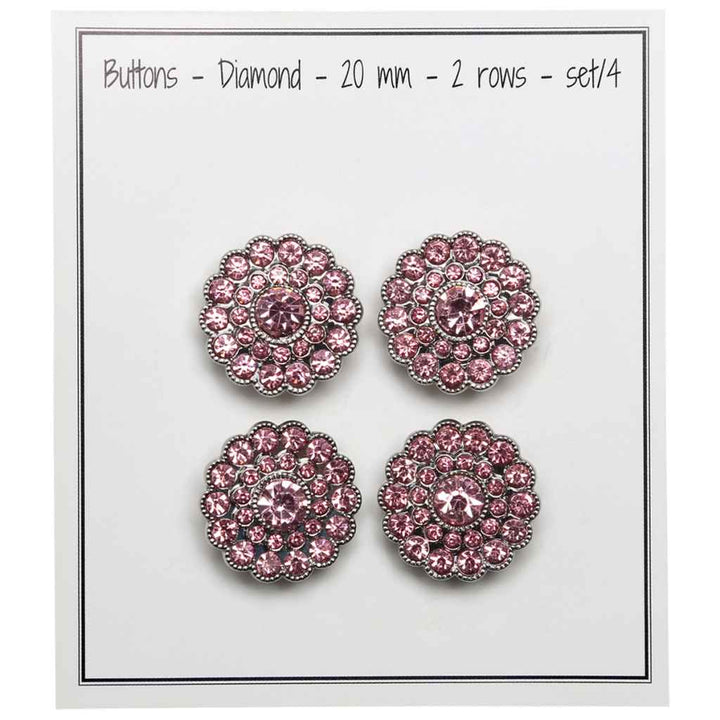 Go Handmade Diamanten Knöpfe, Farbe pink 2 rows – Synthetik bei Lieblingsgarn