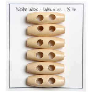 Go handmade Wooden buttons duffle, 30mm, set of 6 pcs.