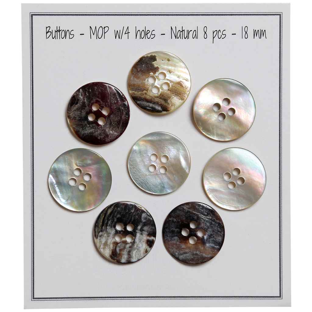 Go handmade Pearl buttons MOP 12mm 4 holes, set of 8 pcs.