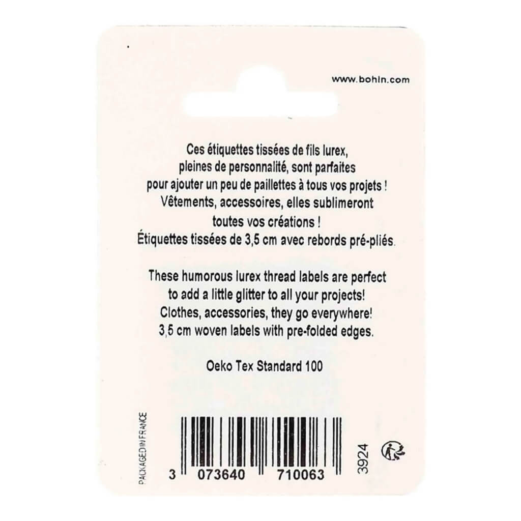 Bohin Label Kleidung aufnähbar