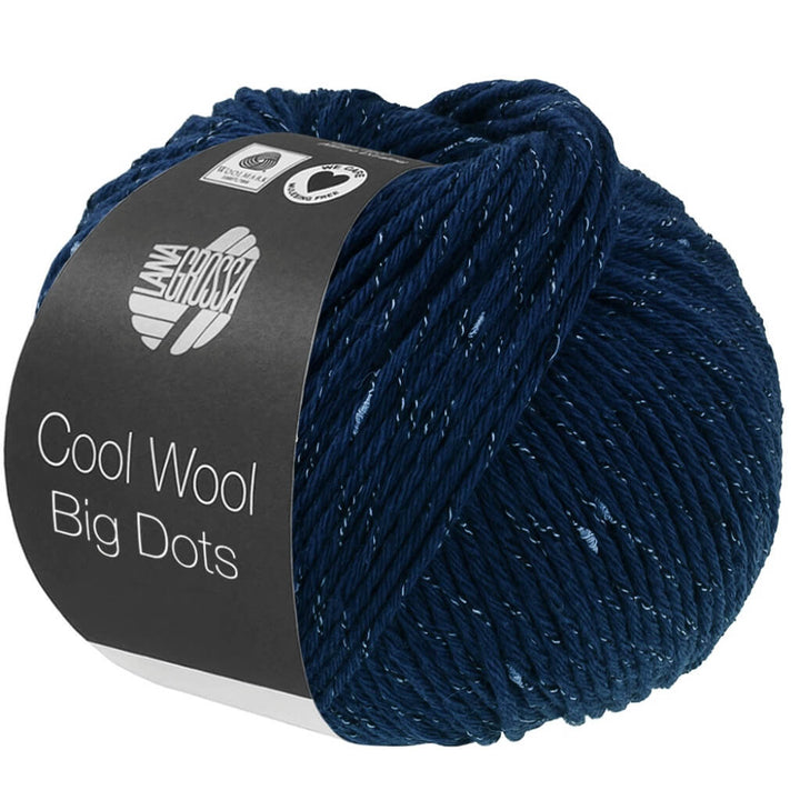 Lana Grossa Cool Wool Big Dots, Farbe 102 Dunkelblau – Merino, Synthetik und Viskose bei Lieblingsgarn