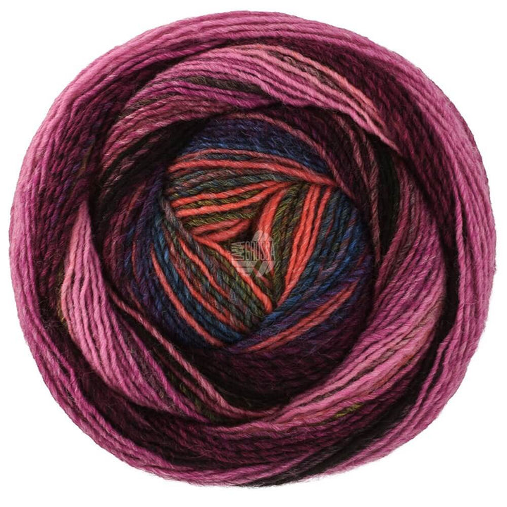 Lana Grossa 623 - Schwarz-/Graurot/Koralle/Pink/Dunkelpetrol/ Dunkeloliv/Bordeaux/Fuchsia Lana Grossa Gomitolo Modo Lieblingsgarn