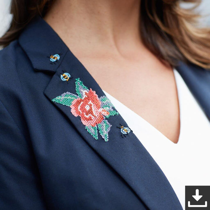 Anchor Pattern Blazer mit Rose Stickanleitung - Anchor (PDF) Lieblingsgarn