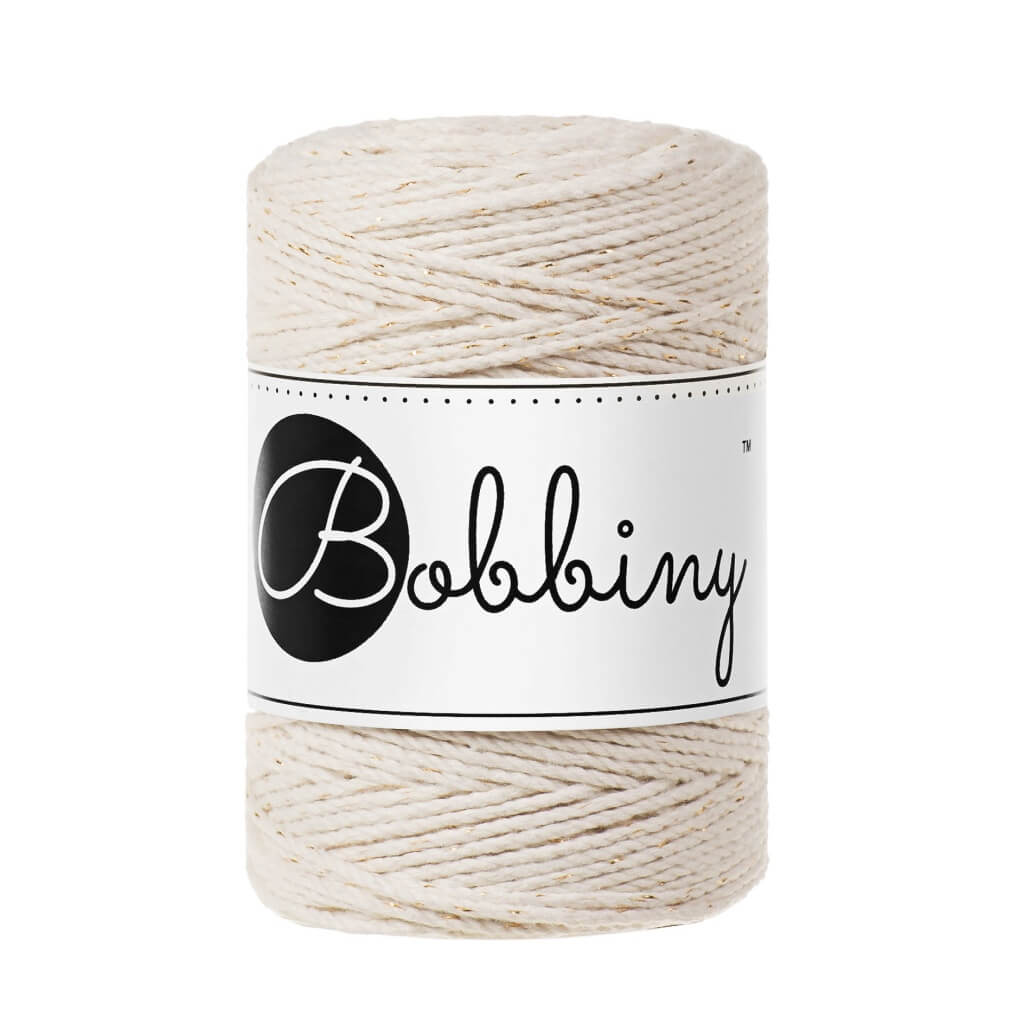 Bobbiny Golden Natural Bobbiny Makramee Garn 1,5 mm x 100 m gedreht Lieblingsgarn