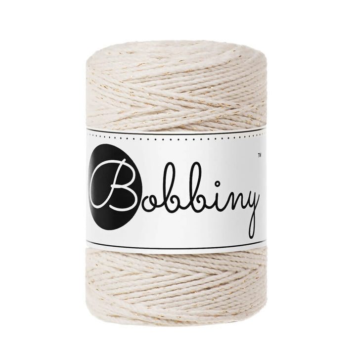 Bobbiny Golden Natural Bobbiny Makramee Garn 1,5 mm x 100 m gedreht Lieblingsgarn