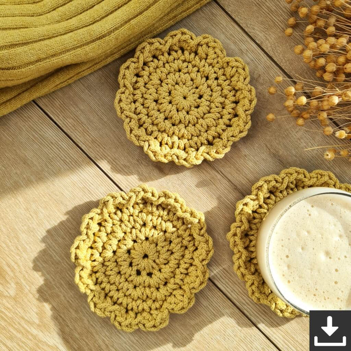 Bobbiny Pattern Blumenuntersetzer Häkelset - Bobbiny (PDF) Lieblingsgarn
