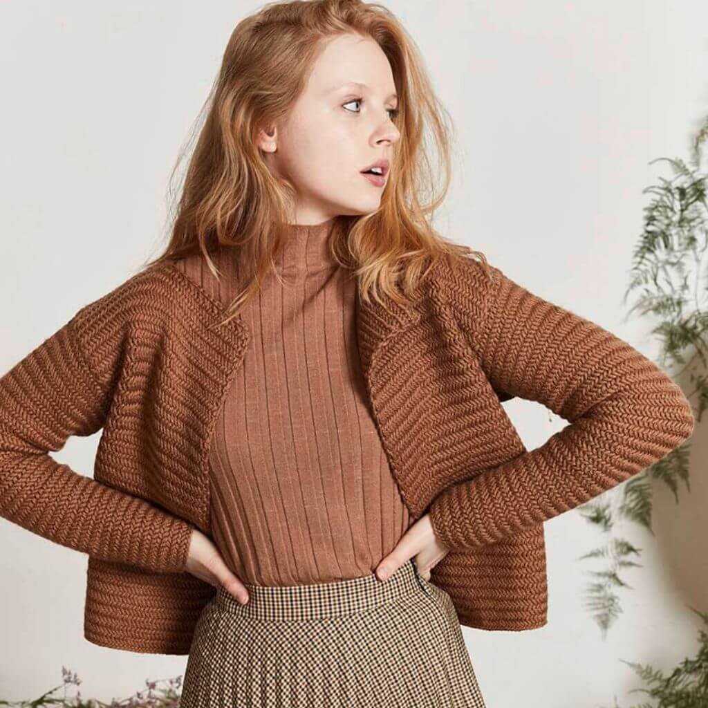 Lang Yarns Pattern Cardigan im Fischgrätmuster Strickanleitung - Lang Yarns (PDF) Lieblingsgarn