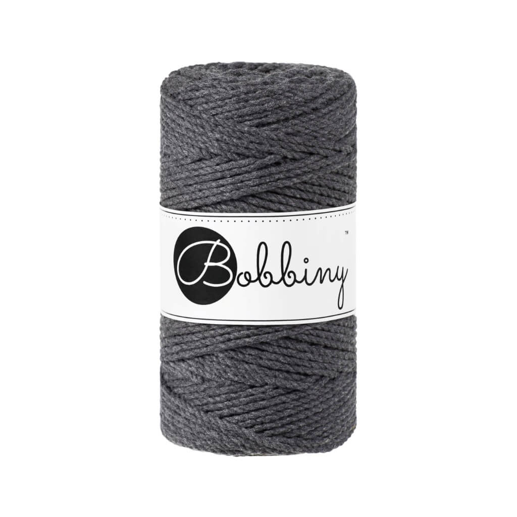 Bobbiny Charcoal Bobbiny Makramee Garn 3mm gedreht Lieblingsgarn