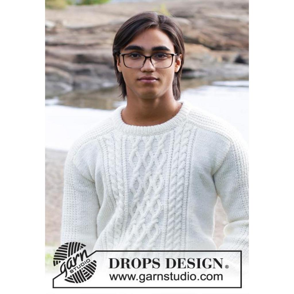 Herren Pullover mit Zopfmuster Strickanleitung - Drops Design (PDF) bei bei Lieblingsgarn