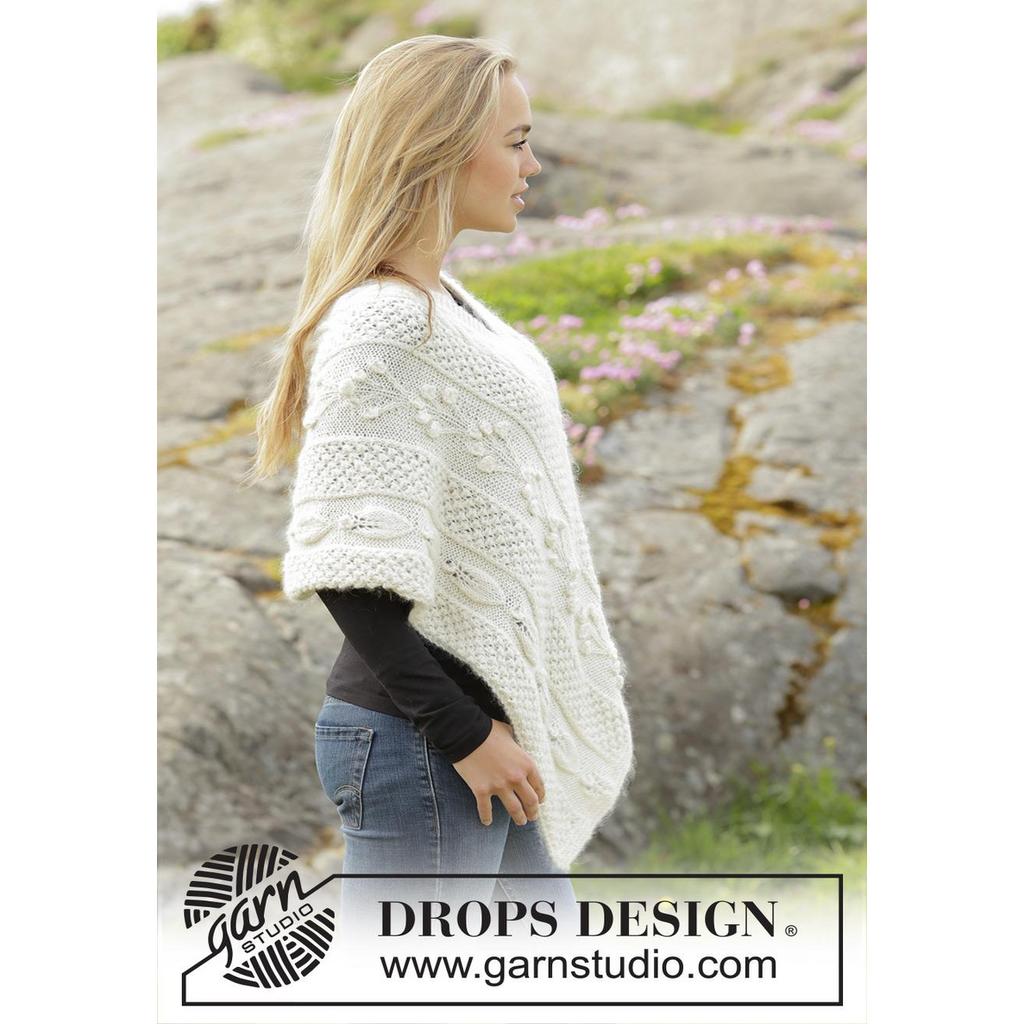 Snow Beads Poncho Strickanleitung - Drops Design (PDF) bei Lieblingsgarn
