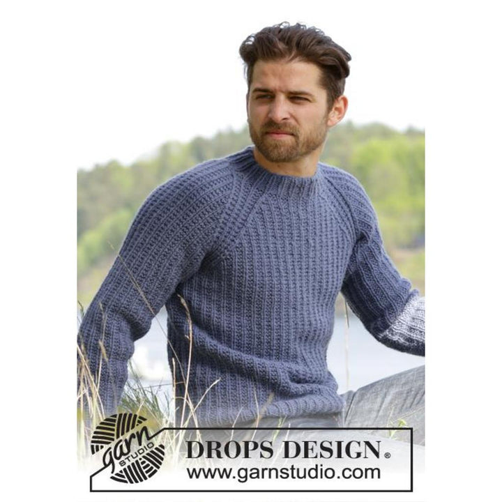Twin River Herrenpullover mit Raglanärmeln Strickanleitung - Drops Design (PDF) bei Lieblingsgarn